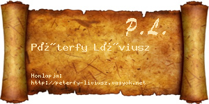 Péterfy Líviusz névjegykártya